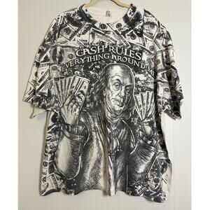 Ben Franklin Cash Rules Everything Around Me Front AOP Mega Print 4XL T Shirt